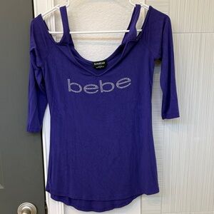 Y2K Vintage Bebe Women's Vibrant Purple Long Sleeve Top